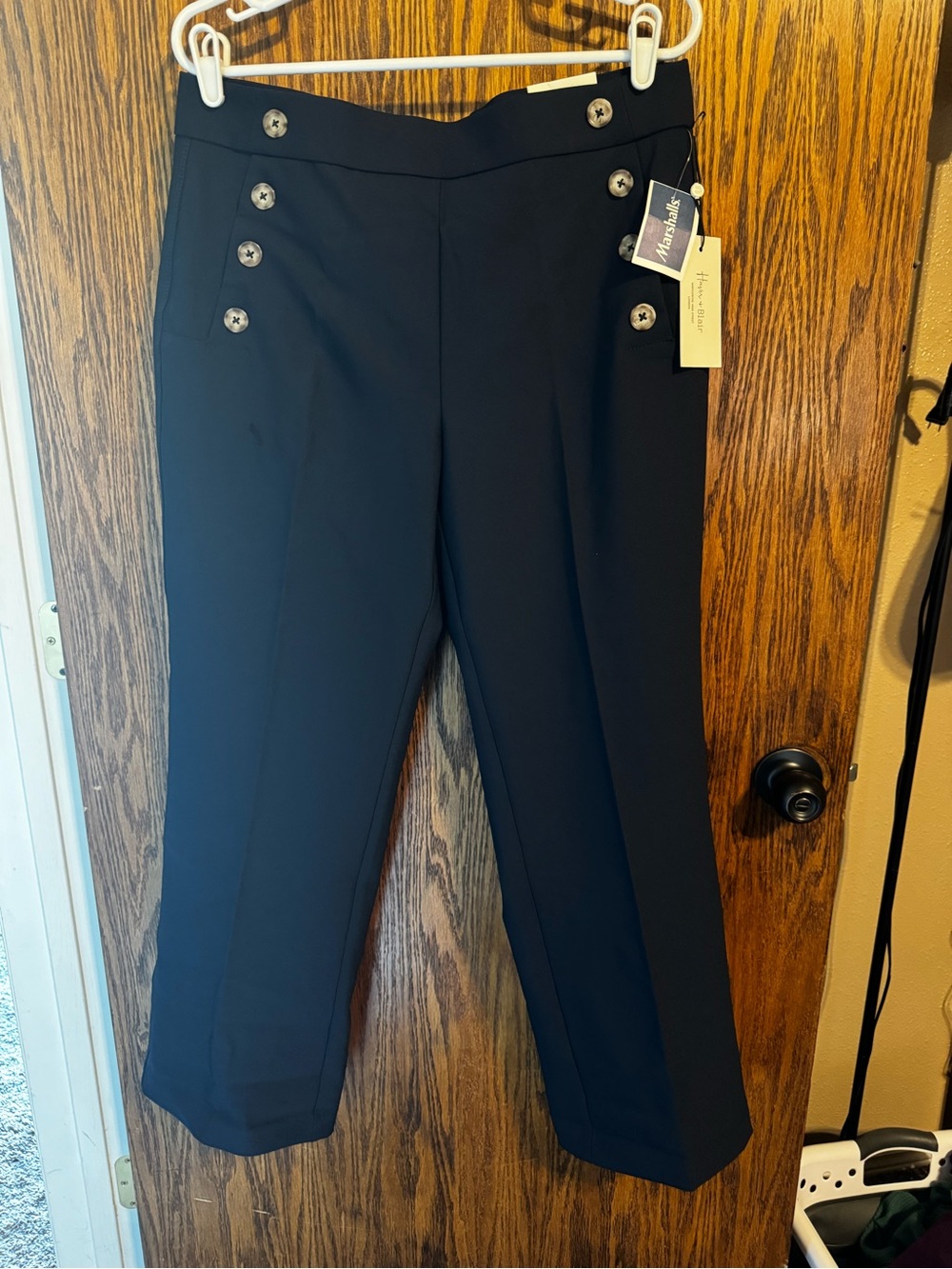 Navy Blue Dressy Sailor-Style Wide Leg Trousers